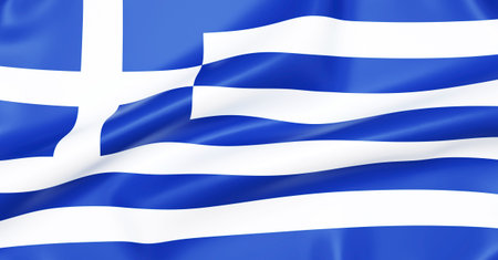 Flag of Greece, realistic 3d rendering.