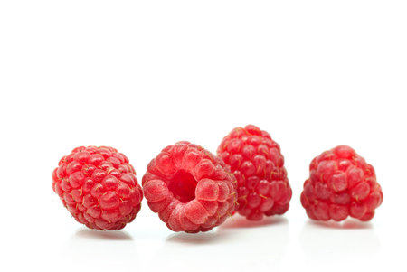 Raspberries isolated on white background