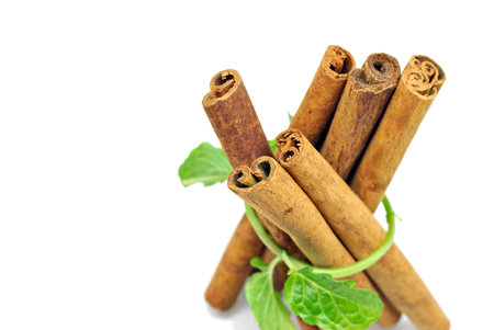 Cinnamon and mint close up