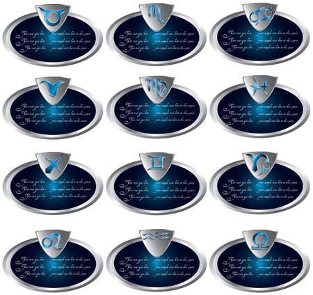 Elegant oval speech bubbles with zodiac symbolsのイラスト素材