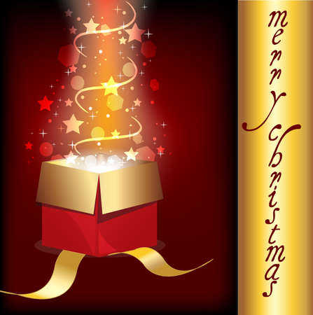 Christmas vector background with open gift のイラスト素材