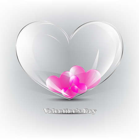 Elegant Valentines day card with glass heartsのイラスト素材