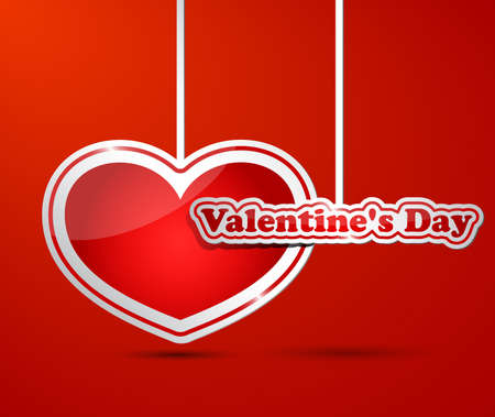 Red Valentines day card with hanging stickersのイラスト素材