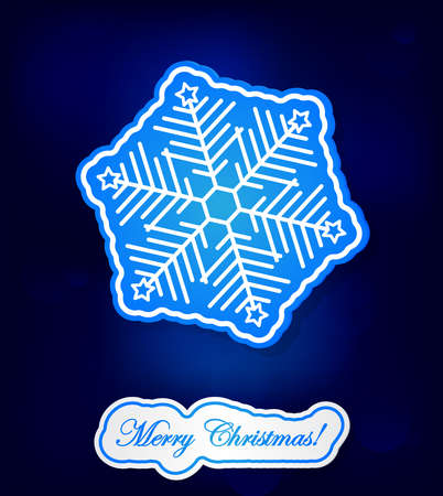 Blue Christmas card with a big snowflake iconのイラスト素材