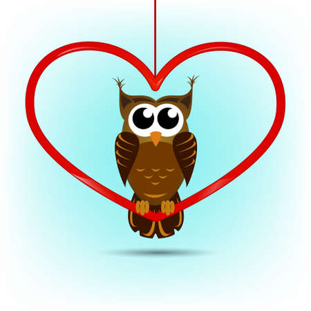 Cute owl Valentines day cardのイラスト素材