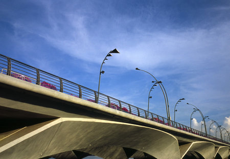 Bridge for vehicles at Esplanade Singaporeの写真素材