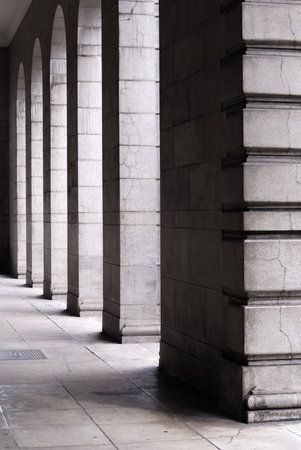 Rows of columns forming part of a buildingの写真素材