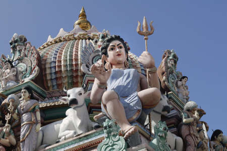 Sculptures in Sri Mariamman Temple. The oldest Hindu temple in Singapore. Built in 1827 along Telok Ayer Street in the Chinatown district.  It is a National Monument の写真素材