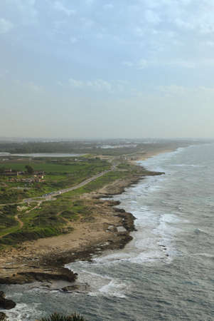 View of the coastline at the Israel bordering with Lebanon of Rosh HaNikra near the Grottoesの写真素材