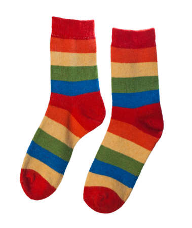 Striped socks isolated on white background.の写真素材
