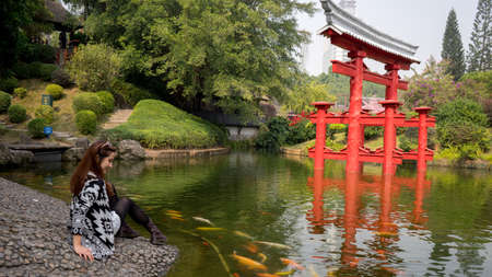 Beside the red gateの写真素材