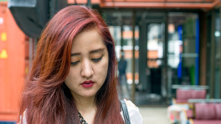 Beautiful asian girl posing in cafe, drinking, walking around and enjoy the environment of the cafe