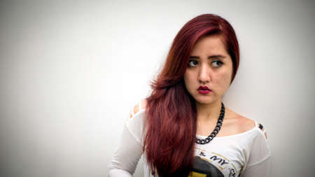 Beautiful Asian Red Haired Girlの写真素材