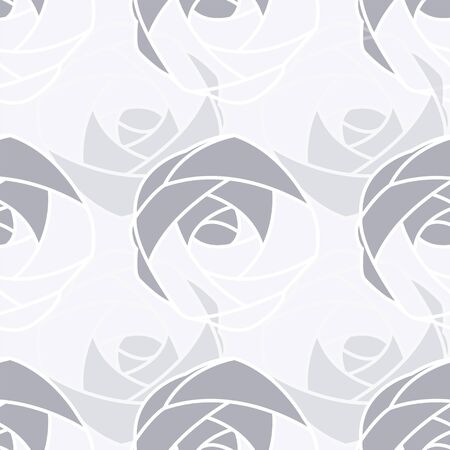 grey white allover rose seamless print background designのイラスト素材