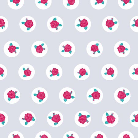 red rose morden flower leaf polka grey background designのイラスト素材
