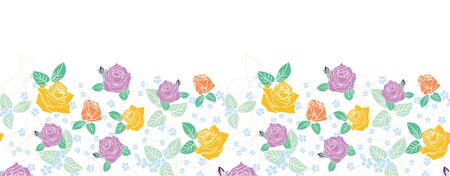 rose morden flower leaf butterfly vertical border white background designのイラスト素材