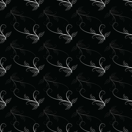 white leaf branch gradient geo black background designのイラスト素材