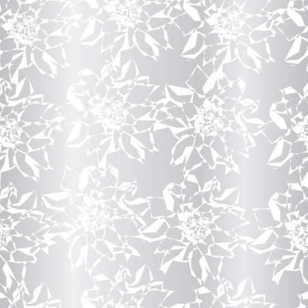 vector seamless pattern geometric lotus flowers on silver background designのイラスト素材