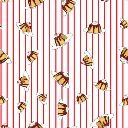 pudding chocolate topping stripe background seamless vector pattern designのイラスト素材