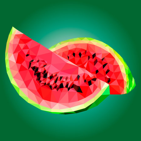 illustration watermelon, polygonal watermelonのイラスト素材