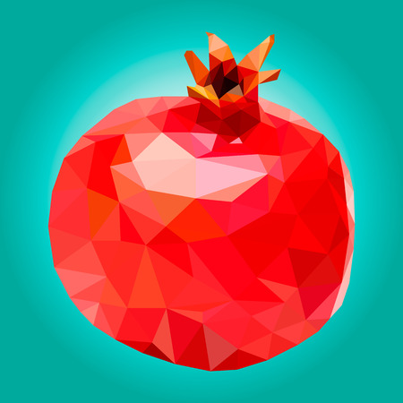 illustration pomegranate, polygonal pomegranate, low polyのイラスト素材