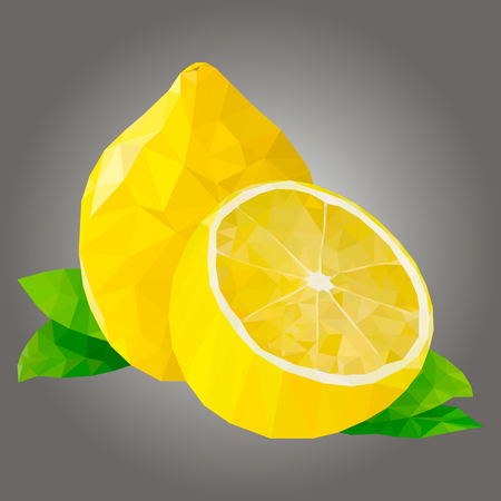 illustration lemon, polygonal lemon, low polyのイラスト素材