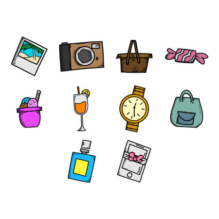 vacation icon setのイラスト素材