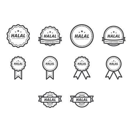 halal label icon setのイラスト素材