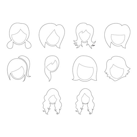 collection of hair style icon vectorのイラスト素材