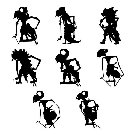 shadow puppet silhouette setのイラスト素材