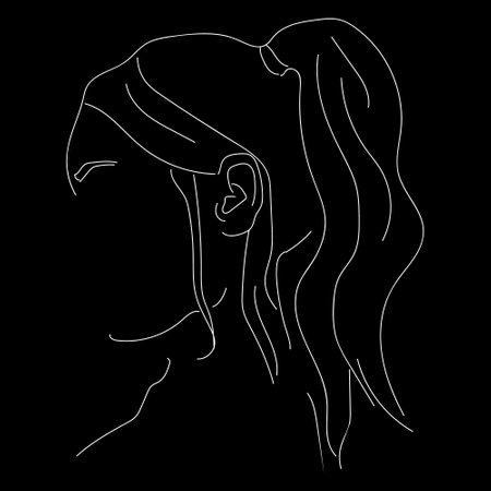 Illustration of a girl. The aesthetics of the graceful lines of the body. Beautiful art. Atmospheric image. Drawings for books, magazines, and postcards. Vector graphicsのイラスト素材