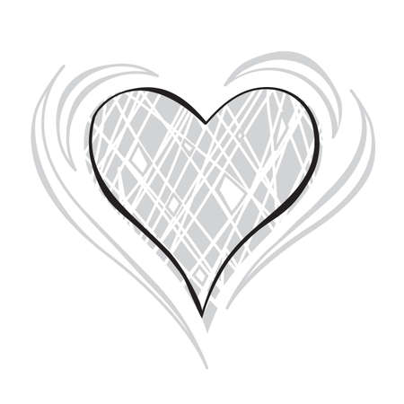 Gray scale Doodle Heart Vector Illustrationのイラスト素材