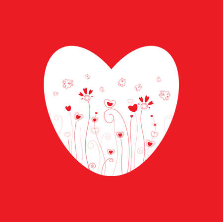 Background with growing hearts and flowersのイラスト素材