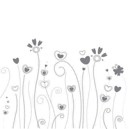 Background with growing hearts and flowersのイラスト素材