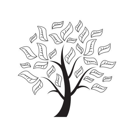 black tree silhouette isolated on white background, vectorのイラスト素材