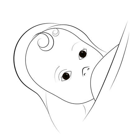 Breastfeeding woman with baby symbolのイラスト素材