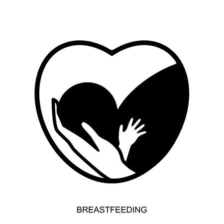 Mother breastfeeding her baby symbol.のイラスト素材