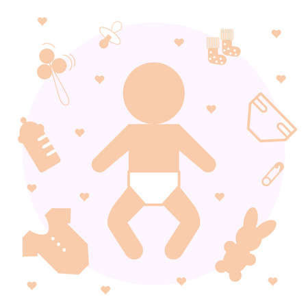 Baby`s accessories silhouettes collection isolated on whiteのイラスト素材