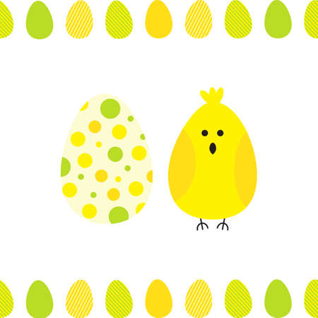 Seamless pattern with easter eggs and chicks. Multicolored vector easter chicken background.のイラスト素材