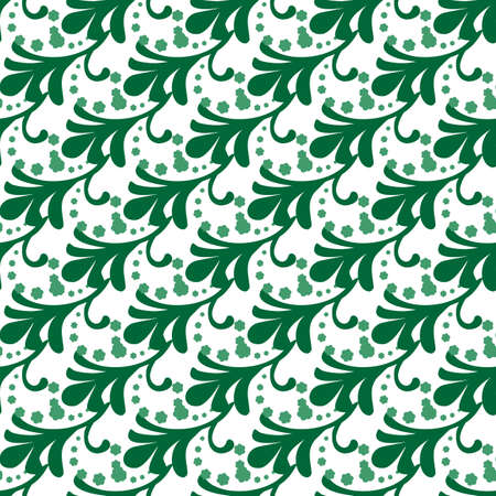 Seamless decorative template texture with green leaves. Seamless stylized leaf pattern.のイラスト素材