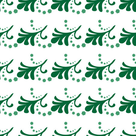 Seamless decorative template texture with green leaves. Seamless stylized leaf pattern.