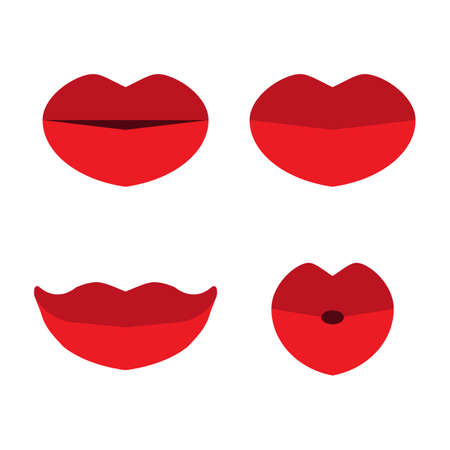 Vector lips icons isolated on white background. Elements for design in flat styleのイラスト素材