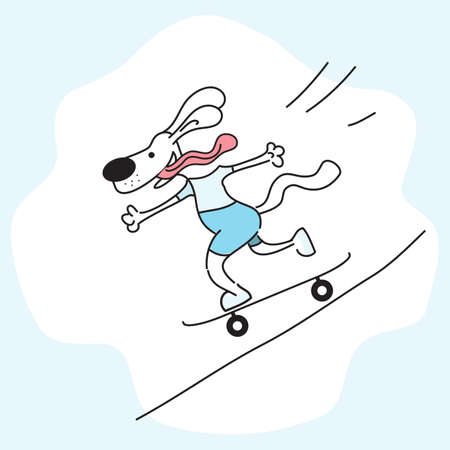 vector illustration of cartoon dog riding a skateboardのイラスト素材