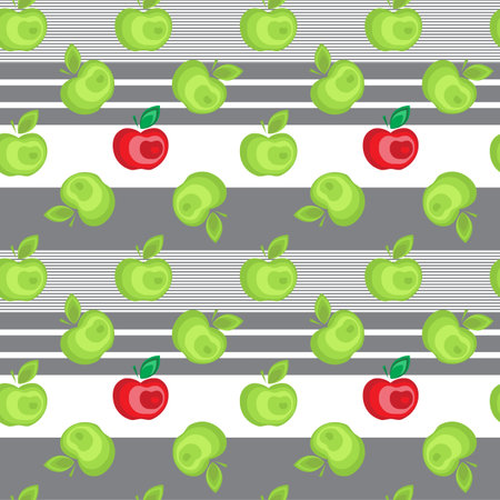 Seamless apple background vector pattern for advertising, design, web, tissue, packagingのイラスト素材
