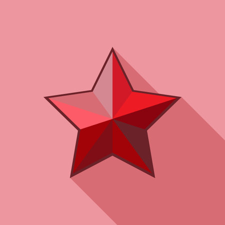 Red vector volume star icon on white backgroundのイラスト素材