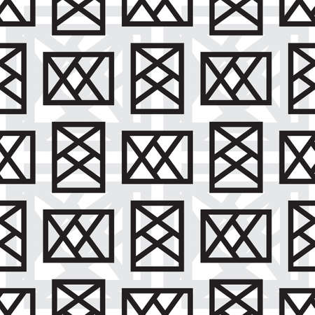 Abstract monochrome geometric pattern, seamless vector background. Simple black and white repeating texture. Modern graphic with lattice.のイラスト素材