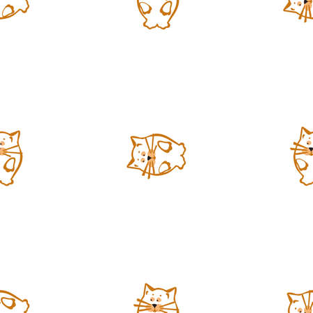 Bright colored seamless pattern with cat. Vector background for children's clothing, fabrics, packaging, Internetのイラスト素材