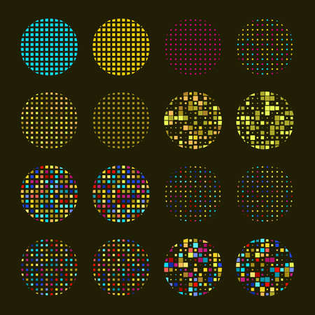 Set of Mosaic design elements. Collection of textures. Abstract round background.のイラスト素材