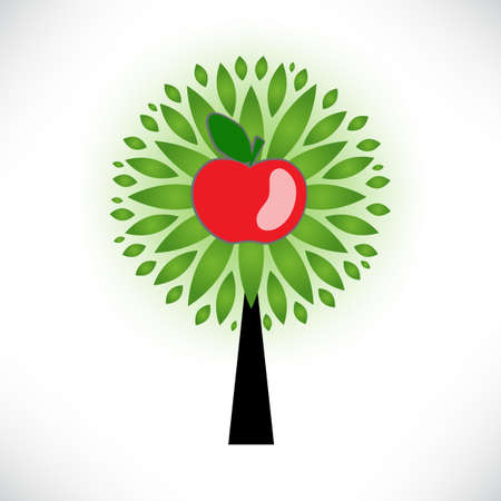 Apple tree with red apple.のイラスト素材