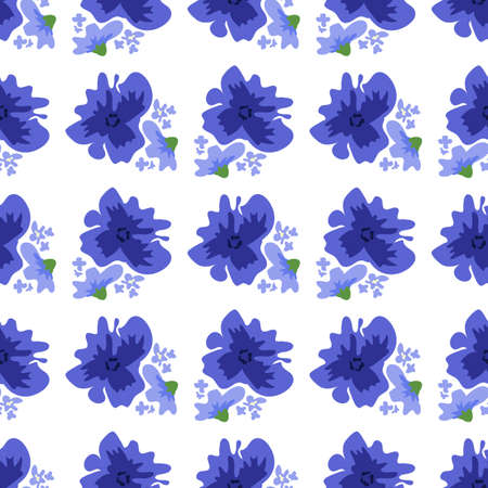 Vector ditsy pattern with flowers in watercolor styleのイラスト素材